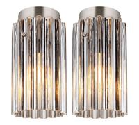 Plafonnier Lampe de Chambre Verre Argent Luminaire de Cuisine 2er Set