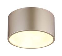 Plafonnier, lampe de plafond, lampe de salon, plastique, or mat, LED, diamètre 15 cm