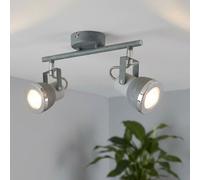 Spot de plafond plafonnier de salon gris avec spots orientables, métal gris pierre, 2x GU10, LxH 26 x 18,5 cm