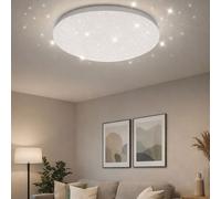 Plafonnier LED plafonnier lampe de salon effet ciel étoilé, métal, blanc, 24W 1680lm 4000K, P x H 33 x 10,2 cm
