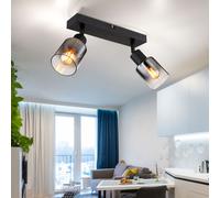 Plafonnier Lampe De Plafond Luminaire De Salon Verre Fumé Spot Mobile L 26 Cm