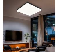 Plafonnier plafonnier salon LED carré noir opale mat