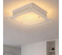 Plafonnier Lampe De Plafond Luminaire LED En Verre Opale Cristal Clair Chrome