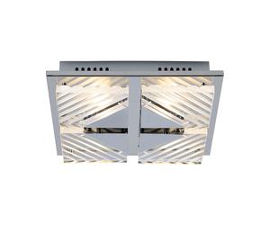 Plafonnier Lampe de plafond modèle éclairage salle à manger argenté en design carré, aluminium clair, 4x LED 4x 5 watts 4x 350 lm blanc chaud, LxlxH 29x29x6,5 cm