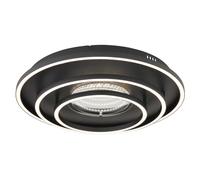 Plafonnier, lampe de plafond, noir mat, effet 3D, intensité variable, fonction mémoire, diamètre 51 cm