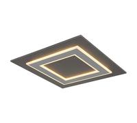 Plafonnier Lampe de plafond salon salle à manger gris anthracite LED, métal MDF, 1x LED 40W 1000Lm 3000K, LxLxH 48x48x4,6 cm