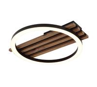 Plafonnier lampe de salle à manger en bois anneau lumineux noir LED L 34 cm