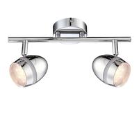 Plafonnier lampe de salle à manger lampe de salon, 2 spots flammes orientables, métal chromé satiné, 2x LED 3W 220Lm 3000K, LxlxH 30x8,5x16,2cm