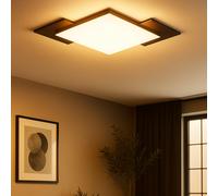 Plafonnier Lampe De Salle À Manger MDF Noir Brun Réversible LED L 63,5 Cm