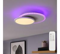 Plafonnier Plafonnier LED Télécommande dimmable changement de couleur Backlight Commutation CCT, métal, 18W 2000lm 2700-5000K, LxlxH 45x33x7,5 cm