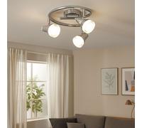 Plafonnier pivotant Spotrondell chrome verre cristaux Plafonnier, plastique métal, 3x LED 4W 240Lm blanc chaud, DxH 25x17 cm