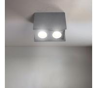 Plafonnier, luminaire de couloir, plafonnier, lampe de chambre, luminaire de salon, lampe de cuisine, métal gris béton, GU10 2 ampoules, L 18 cm