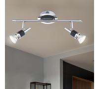 Plafonnier noir lampe de chambre spot de plafond moderne 2 lampes GU10 LED, métal, LED 48W 2300lm 3000K, LxPxH 38x11x16 cm