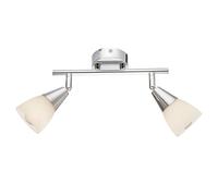 Plafonnier, lampe de salon, 2 flammes, plafonnier, spots, orientable, verre, métal, 2x douilles E27, LxlxH 25x8x15 cm