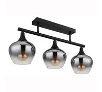 Plafonnier Lampe de salon 3 flammes verre fumé noir mat E27