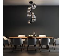 Plafonnier Lampe De Salon 8 Flammes LED Boule En Verre Fumé H 60 Cm