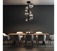 Plafonnier Lampe De Salon 8 Flammes LED Boule En Verre Fumé H 60 Cm