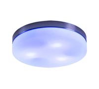 Plafonnier Lampe de salon à 3 lampes plafond verre blanc plafonnier métal, télécommande dimmable, 3x LED RGB 4,8W 470Lm blanc chaud, DxH 30x6,5 cm