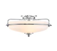 Plafonnier Lampe de Salon Acier Verre Salle à Manger Chrome D 42,2 CM