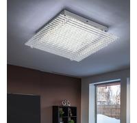 Plafonnier en verre, éclairage de couloir, éclairage de salon, tiges de verre transparentes, 1 LED 18 W, 1360 lm, blanc neutre, L x l x H 32 x 32 x 8 cm