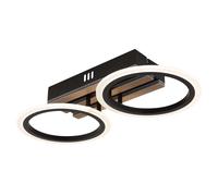 Plafonnier, lampe de salon, aspect bois, noir, LED CCT, L 44,5 cm