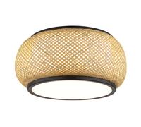Plafonnier, lampe de salon, bambou, noir mat, LED CCT, D 38 cm