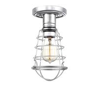 Plafonnier lampe de salon luminaire de couloir industriel E27 cage acier chrome