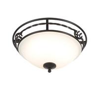 Plafonnier Lampe De Salon En Fer Et Verre Noir D 36,5 Cm 2 Flammes