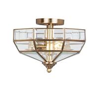Plafonnier Lampe De Salon En Laiton Et Verre B 32 Cm 2 Flammes