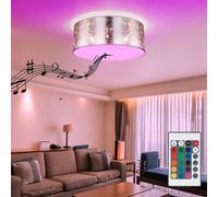 Plafonnier Lampe de Salon Haut-Parleur Bluetooth RGB LED Télécommande Rond