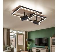 Plafonnier Lampe de Salon Holzleuchte LED Spots Pivotant Backlight Noir
