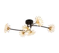 Plafonnier lampe de salon lampe cristal fleurs or noir 6 flammes G9