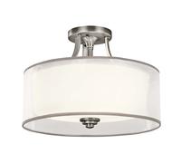 Plafonnier Lampe De Salon Lampe De Chambre Lin Verre Acier D 38,1 Cm