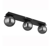 Plafonnier lampe de salon lampe de couloir 3x G9 boules de verre fumé noir mat
