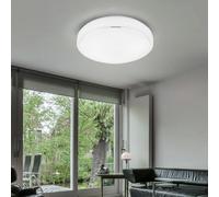Plafonnier LED dimmable pour salon, design moderne, aluminium blanc, 1 LED 24 W, 1450 lm, blanc chaud, D x H 38 x 10 cm