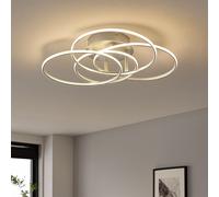Lampe LED design anneaux mobiles plafonnier argent lampe de salon, alu, 55W 4650Lm blanc neutre, DxH 51,5x11,4 cm