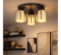 Plafonnier Lampe De Salon Lampe De Plafond 3 Braises Chromé Noir LED 34,5cm