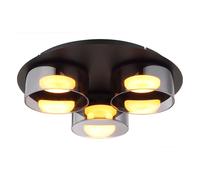 Plafonnier lampe de salon lampe de plafond aluminium noir verre fumé LED D 35 cm