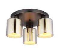 Plafonnier, lampe de salon, lampe de plafond, chrome noir, verre chromé, diamètre 34 cm