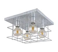 Plafonnier lampe de salon lampe de plafond lampe de couloir lampe de salle à manger, forme grille zinc, 4 flammes, E27, H 26 cm