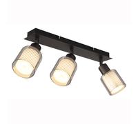 Plafonnier lampe de salon lampe de plafond métal noir mat verre opale L 41 cm