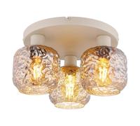 Plafonnier lampe de salon lampe de plafond verre beige fumé E27 D 37 cm