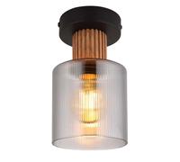 Plafonnier, lampe de salon LED, aspect fumé, métal noir, H 21 cm