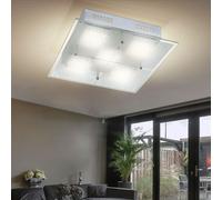 Plafonnier Lampe de Salon LED Chrome Verre Lumière pour Salle à Manger L 28cm