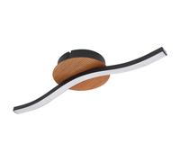 Plafonnier lampe de salon LED plafonnier en bois noir plafonnier chambre, métal acrylique ,1x LED 6W 500Lm 3000K, LxlxH 39,5x13x7 cm