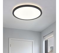 Plafonnier cuisine plafonnier LED plafonnier salle de bain, rétroéclairage, IP44, opale noire, rond, 1x LED 24W 2300lm 3000K blanc chaud, DxH 42x2,5 cm