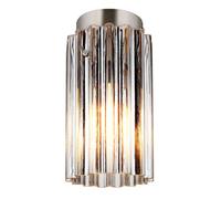 Plafonnier Lampe de salon LED verre 1 flamme verre, métal nickel clair satiné, 7W 806lm blanc chaud, DxH 11,5x21 cm