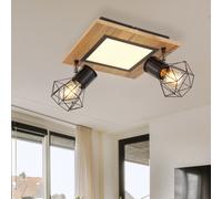 Plafonnier Lampe de Salon Luminaire Sportif LED Bois Spot Pivotant 3 Niveaux