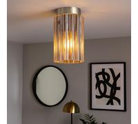 Plafonnier Lampe de salon LED verre 1 flamme verre, métal nickel clair satiné, 7W 806lm blanc chaud, DxH 11,5x21 cm