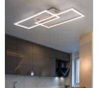 Plafonnier Lampe de Salon Métal Rectangulaire Opale Blanc LED L 52cm